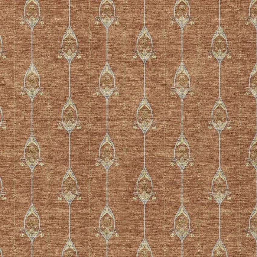 Rust And Linen Geometric Washable Indoor Outdoor Area Rug Photo 3