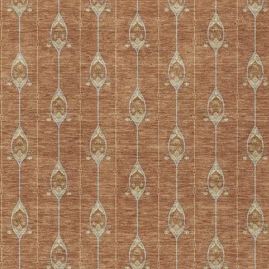 Rust And Linen Geometric Washable Indoor Outdoor Area Rug Photo 3