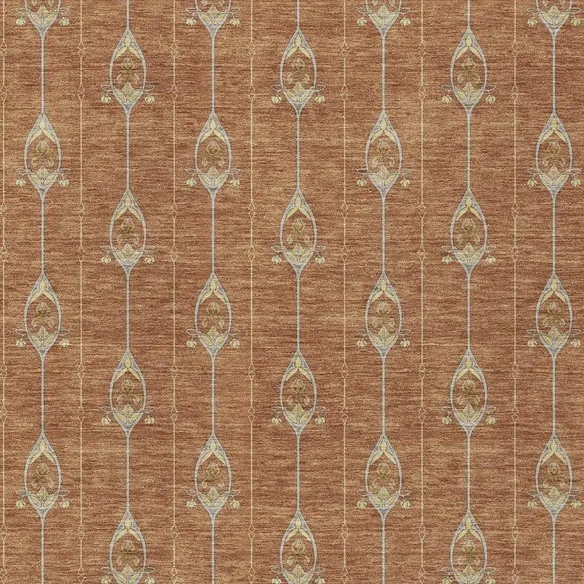 Rust And Linen Geometric Washable Indoor Outdoor Area Rug Photo 3