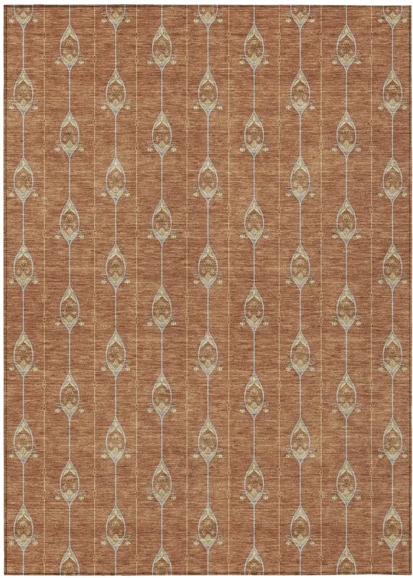 Rust And Linen Geometric Washable Indoor Outdoor Area Rug Photo 2