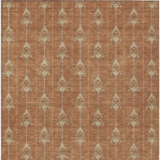 Rust And Linen Geometric Washable Indoor Outdoor Area Rug Photo 6