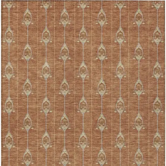 Rust And Linen Geometric Washable Indoor Outdoor Area Rug Photo 4