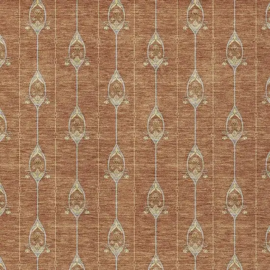 Rust And Linen Geometric Washable Indoor Outdoor Area Rug Photo 5