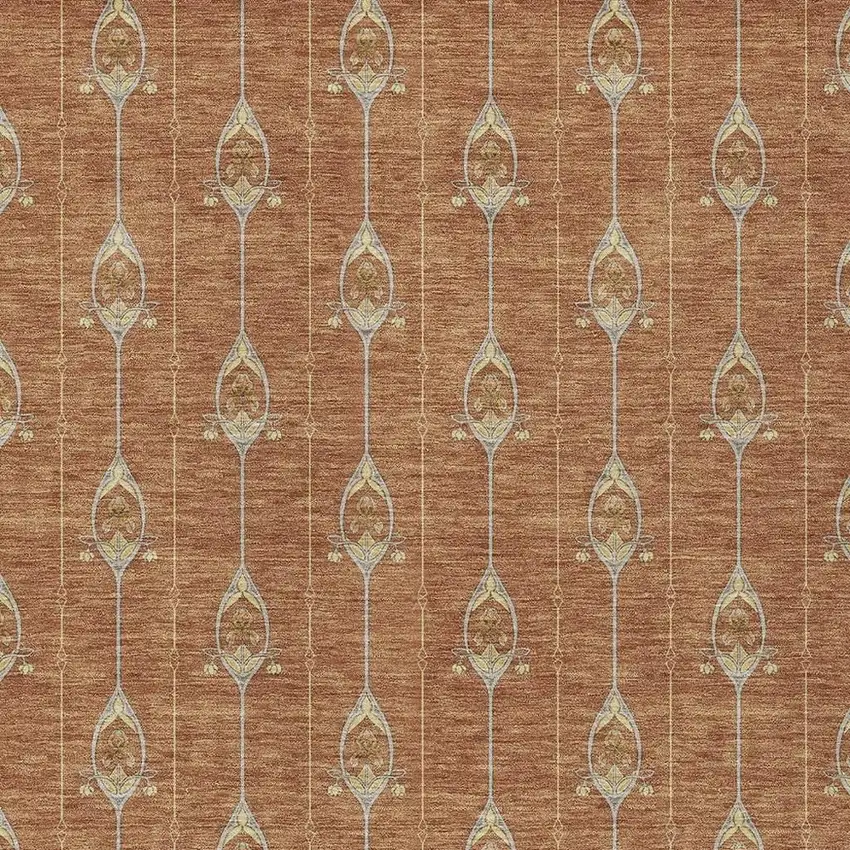 Rust And Linen Geometric Washable Indoor Outdoor Area Rug Photo 5