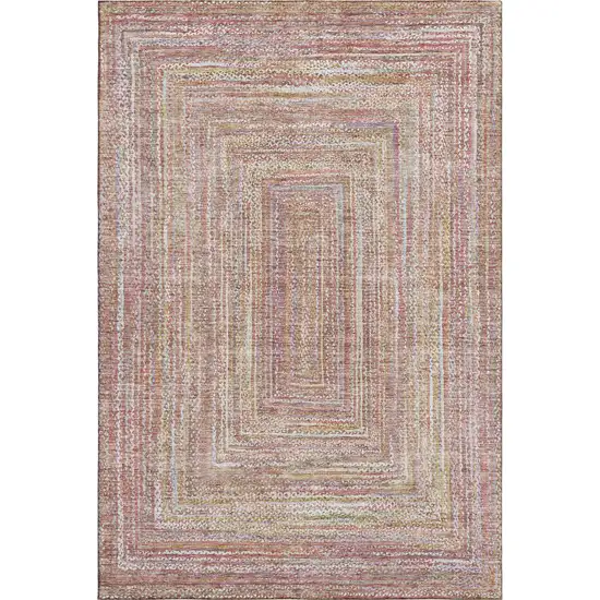 Rust And Mauve Geometric Washable Area Rug With UV Protection Photo 1