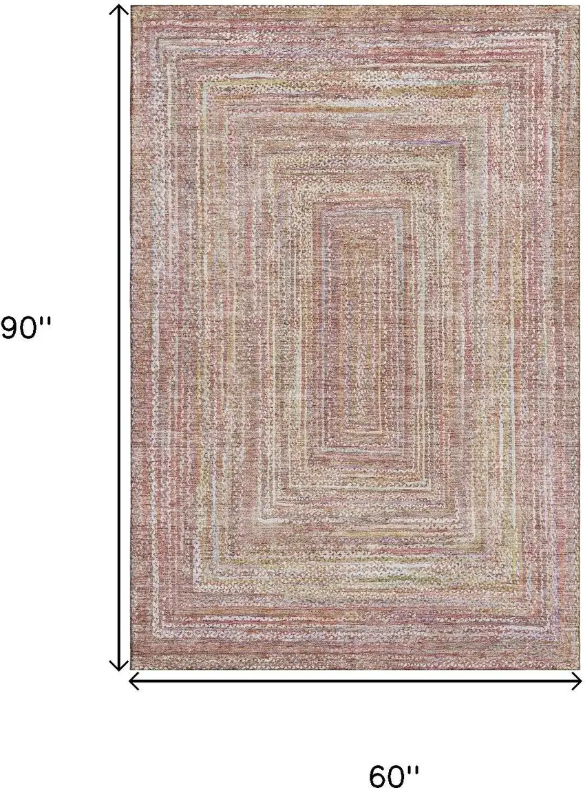 Rust And Mauve Geometric Washable Area Rug With UV Protection Photo 9