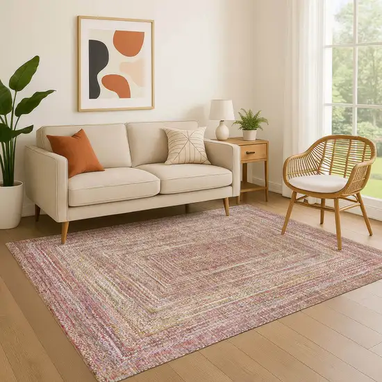 Rust And Mauve Geometric Washable Area Rug With UV Protection Photo 3