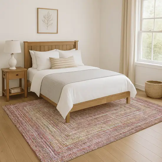 Rust And Mauve Geometric Washable Area Rug With UV Protection Photo 6