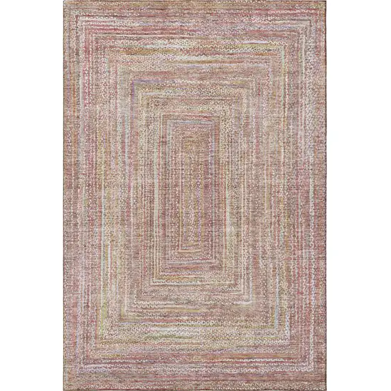 Rust And Mauve Geometric Washable Area Rug With UV Protection Photo 3