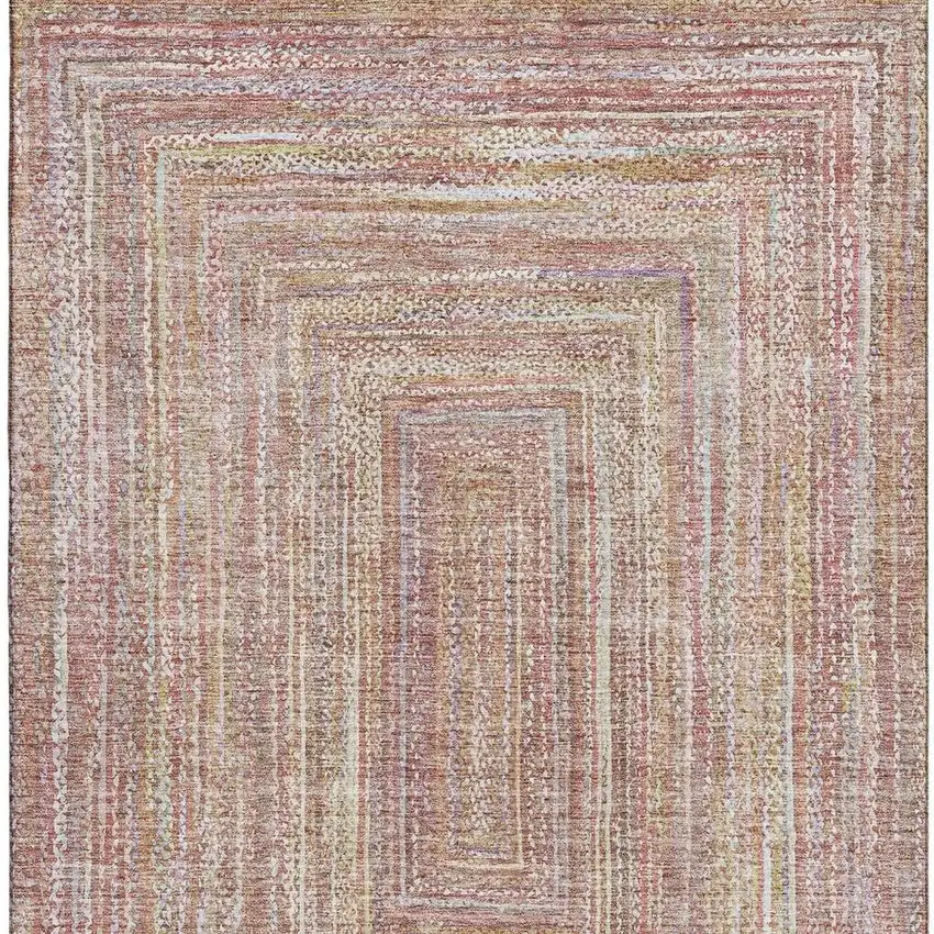 Rust And Mauve Geometric Washable Area Rug With UV Protection Photo 2