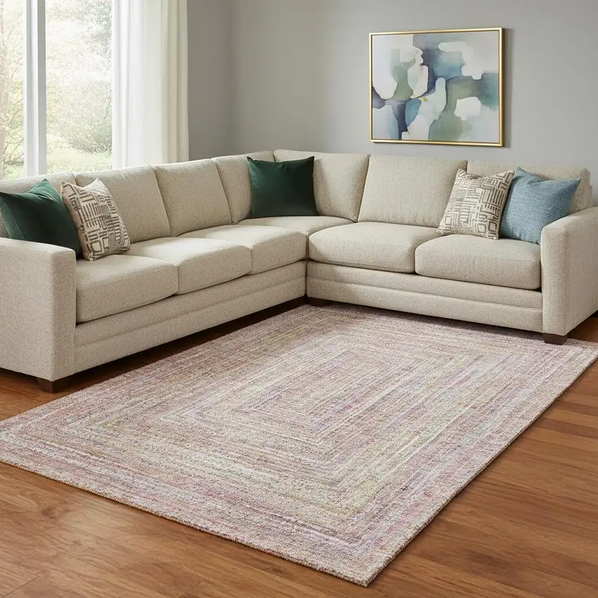 Rust And Mauve Geometric Washable Area Rug With UV Protection Photo 2