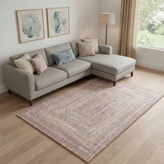 Rust And Mauve Geometric Washable Area Rug With UV Protection Photo 2