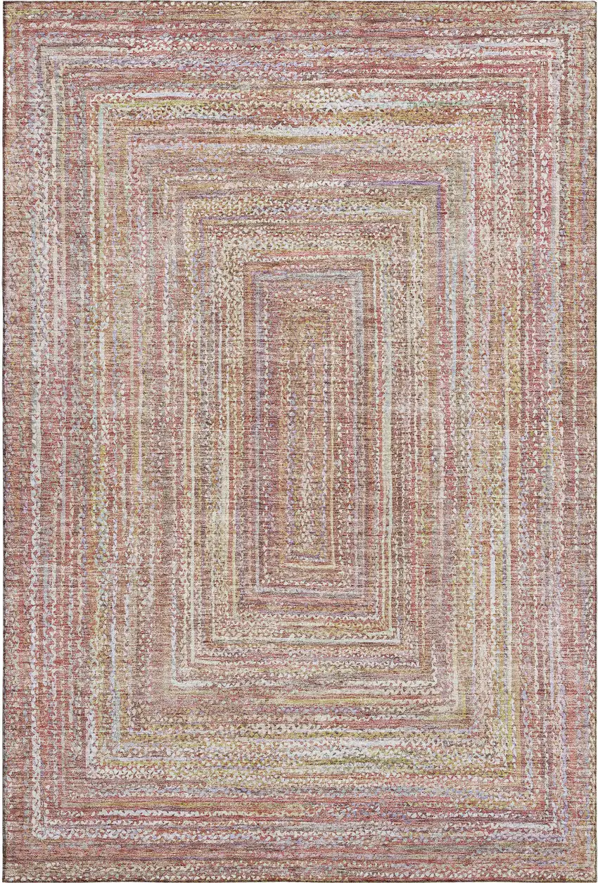 Rust And Mauve Geometric Washable Area Rug With UV Protection Photo 1