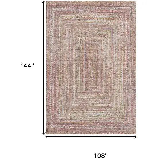 Rust And Mauve Geometric Washable Area Rug With UV Protection Photo 9