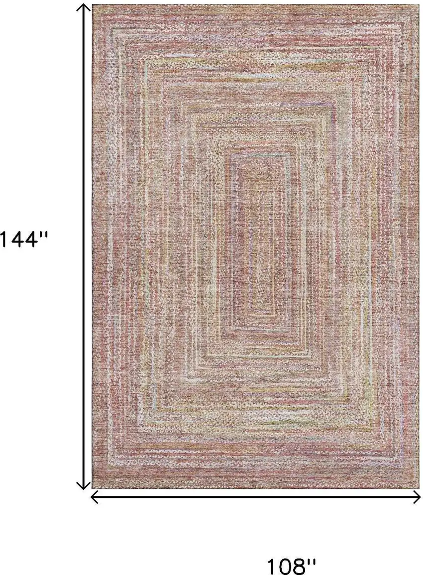 Rust And Mauve Geometric Washable Area Rug With UV Protection Photo 9