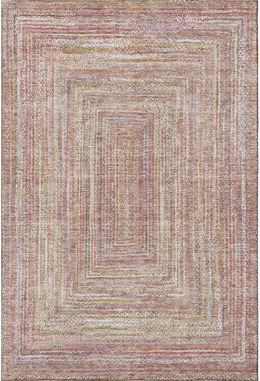 Rust And Mauve Geometric Washable Area Rug With UV Protection Photo 3