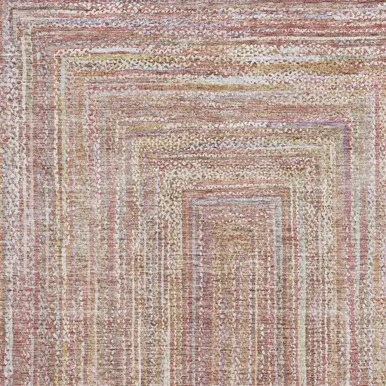 Rust And Mauve Geometric Washable Area Rug With UV Protection Photo 2