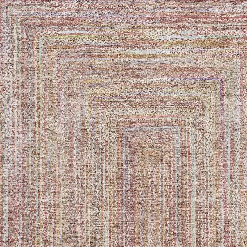 Rust And Mauve Geometric Washable Area Rug With UV Protection Photo 2