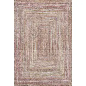 Photo of Rust And Mauve Geometric Washable Area Rug With UV Protection