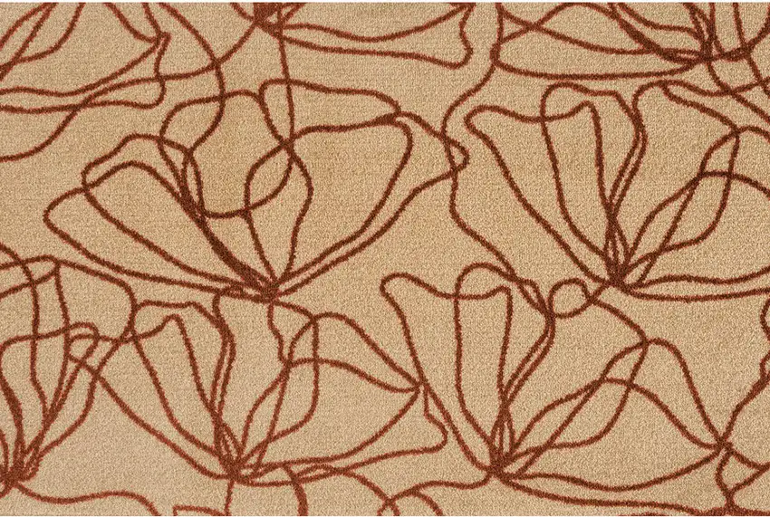 Rust And Off White Floral Washable Area Rug With UV Protection Photo 3