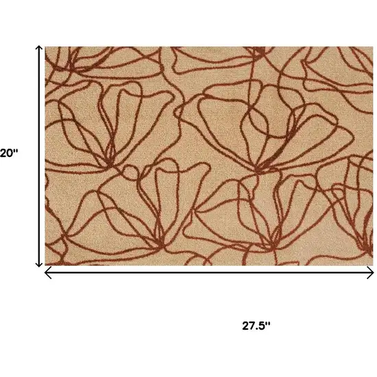 Rust And Off White Floral Washable Area Rug With UV Protection Photo 5