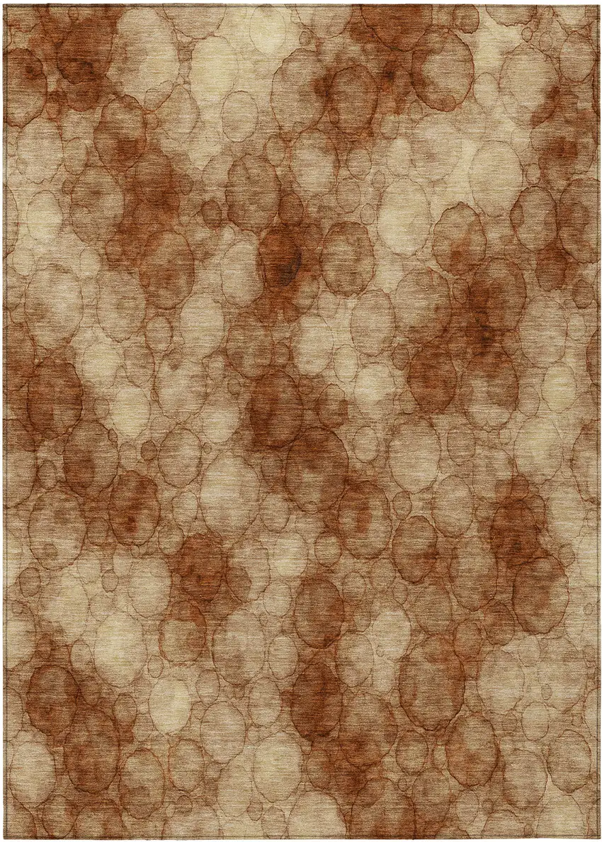 Rust And Orange Abstract Washable Indoor Outdoor Area Rug Photo 7
