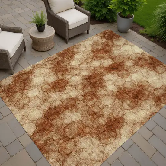 Rust And Orange Abstract Washable Indoor Outdoor Area Rug Photo 5