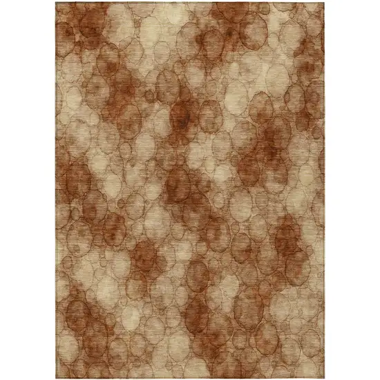 Rust And Orange Abstract Washable Indoor Outdoor Area Rug Photo 7