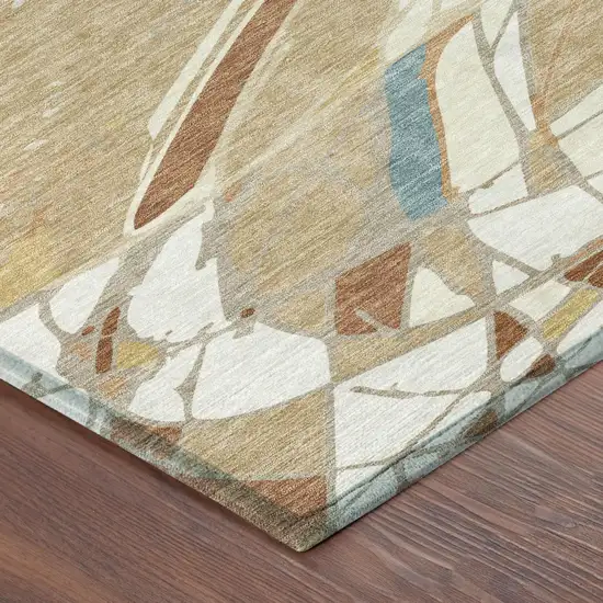 Rust And Orange Abstract Washable Indoor Outdoor Area Rug Photo 3