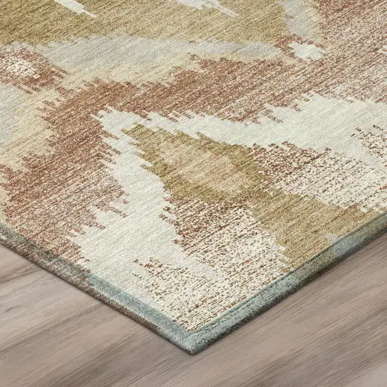 Rust And Orange Abstract Washable Indoor Outdoor Area Rug Photo 4