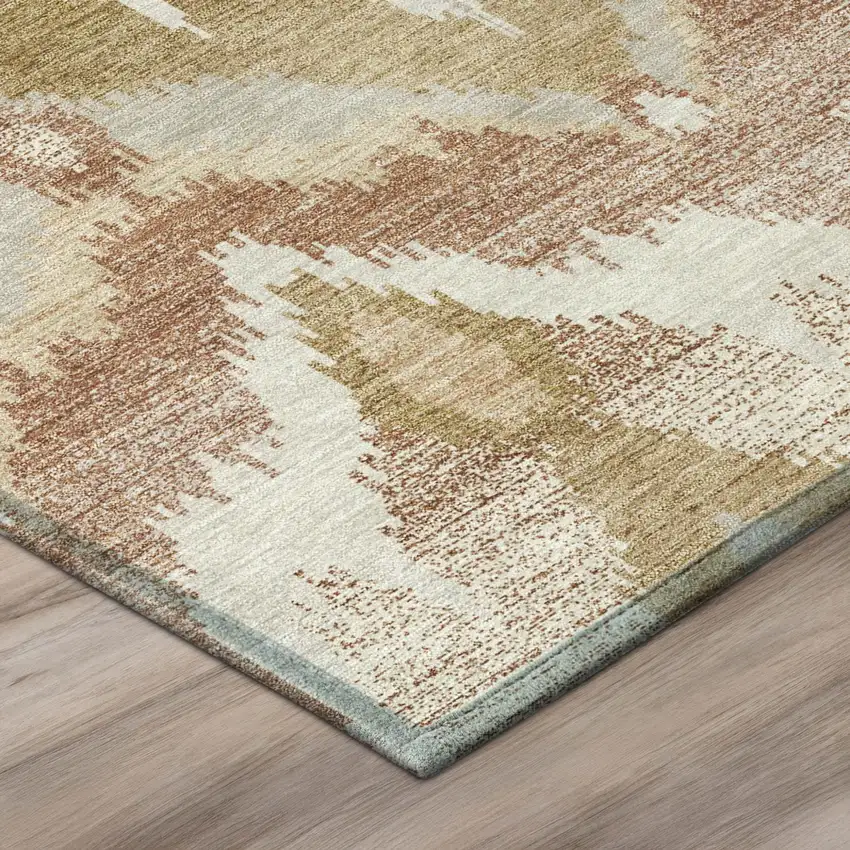 Rust And Orange Abstract Washable Indoor Outdoor Area Rug Photo 4