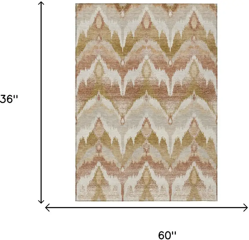 Rust And Orange Abstract Washable Indoor Outdoor Area Rug Photo 6