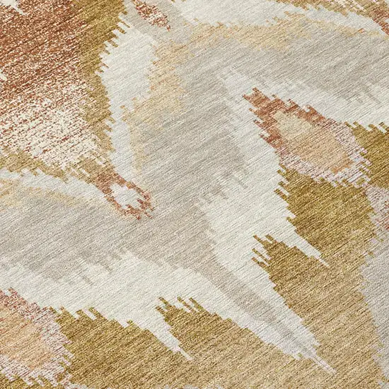 Rust And Orange Abstract Washable Indoor Outdoor Area Rug Photo 5