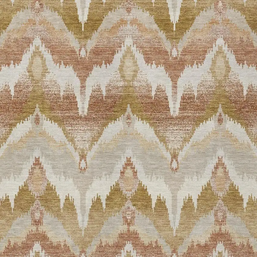 Rust And Orange Abstract Washable Indoor Outdoor Area Rug Photo 1