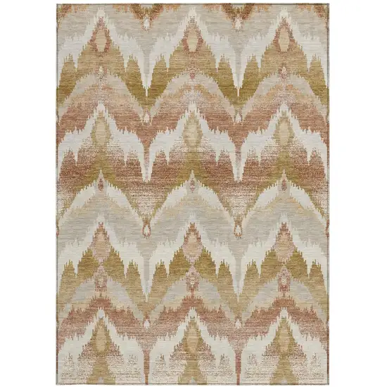 Rust And Orange Abstract Washable Indoor Outdoor Area Rug Photo 3