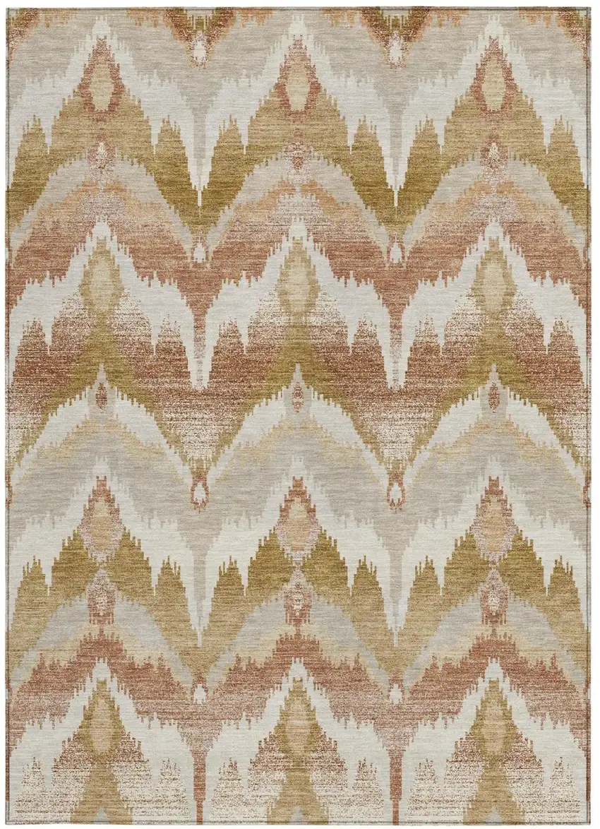 Rust And Orange Abstract Washable Indoor Outdoor Area Rug Photo 3