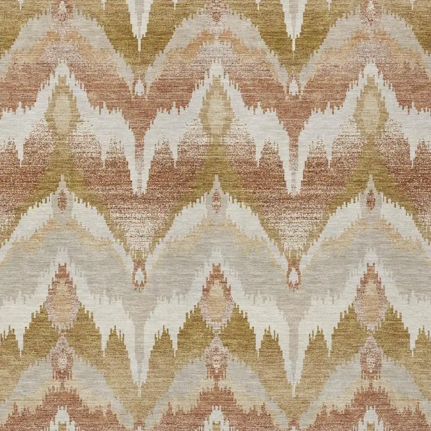 Rust And Orange Abstract Washable Indoor Outdoor Area Rug Photo 2