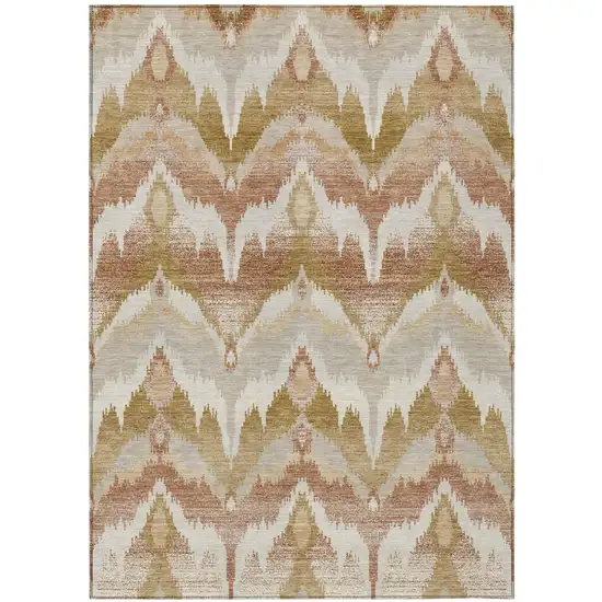 Rust And Orange Abstract Washable Indoor Outdoor Area Rug Photo 1