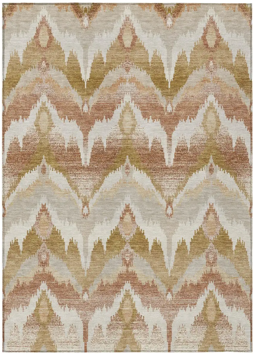 Rust And Orange Abstract Washable Indoor Outdoor Area Rug Photo 1