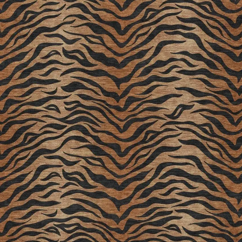 Rust And Orange Animal Print Washable Indoor Outdoor Area Rug Photo 1