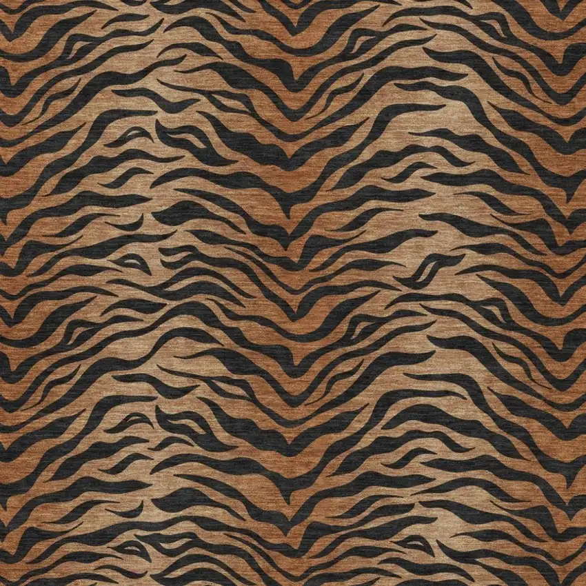 Rust And Orange Animal Print Washable Indoor Outdoor Area Rug Photo 1