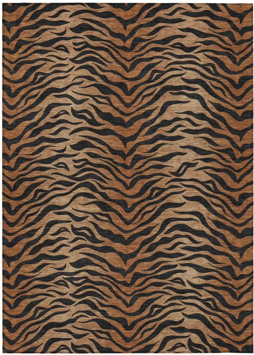 Rust And Orange Animal Print Washable Indoor Outdoor Area Rug Photo 2