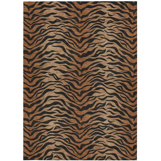 Rust And Orange Animal Print Washable Indoor Outdoor Area Rug Photo 3