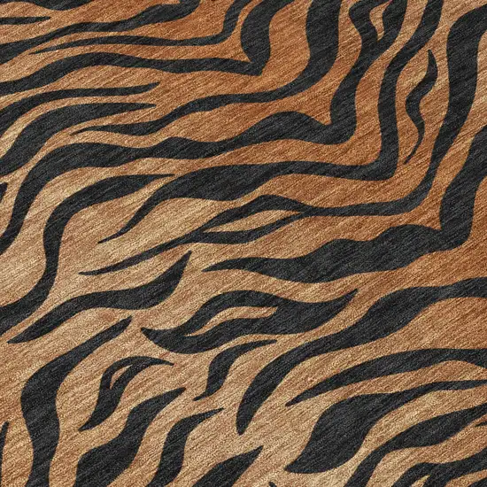Rust And Orange Animal Print Washable Indoor Outdoor Area Rug Photo 5