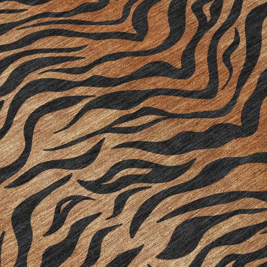 Rust And Orange Animal Print Washable Indoor Outdoor Area Rug Photo 5