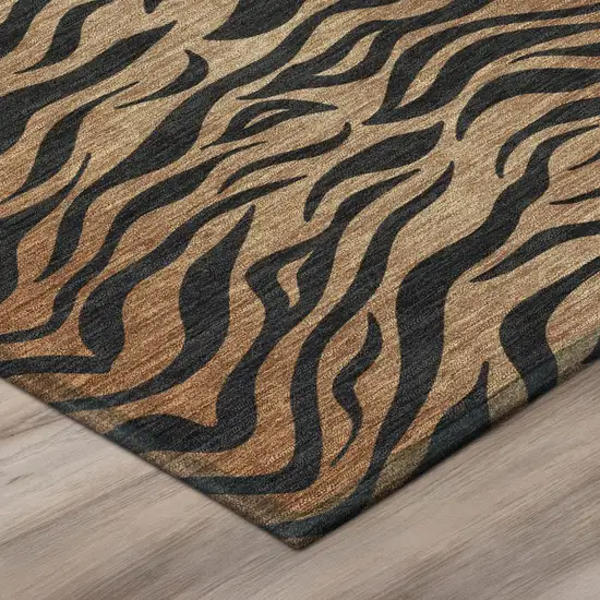 Rust And Orange Animal Print Washable Indoor Outdoor Area Rug Photo 4