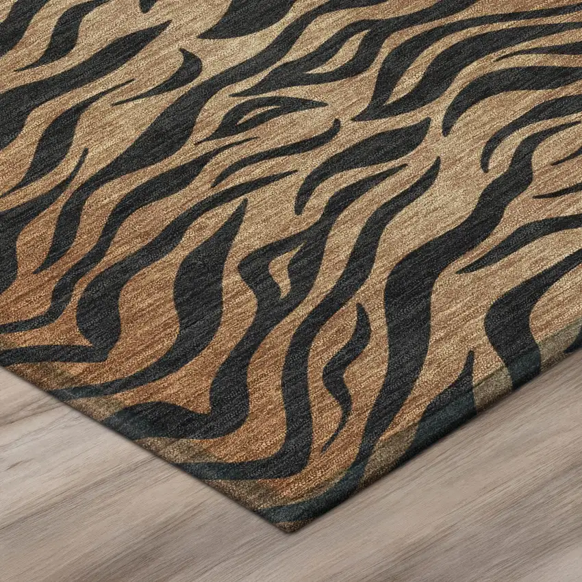 Rust And Orange Animal Print Washable Indoor Outdoor Area Rug Photo 4