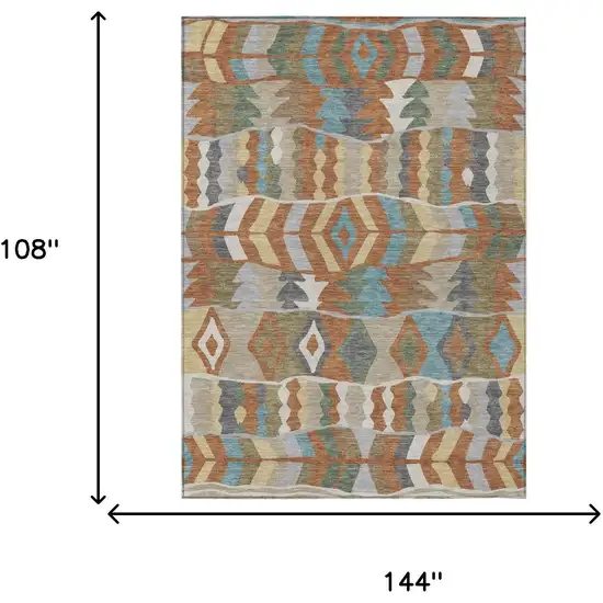 Rust And Orange Geometric Washable Indoor Outdoor Area Rug Photo 5
