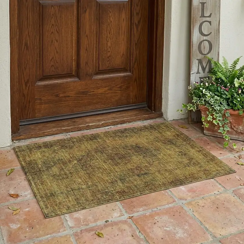 Rust And Orange Oriental Washable Indoor Outdoor Area Rug Photo 1