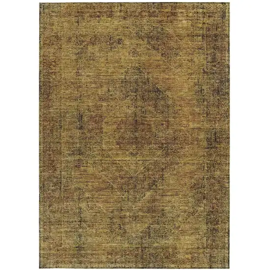 Rust And Orange Oriental Washable Indoor Outdoor Area Rug Photo 4